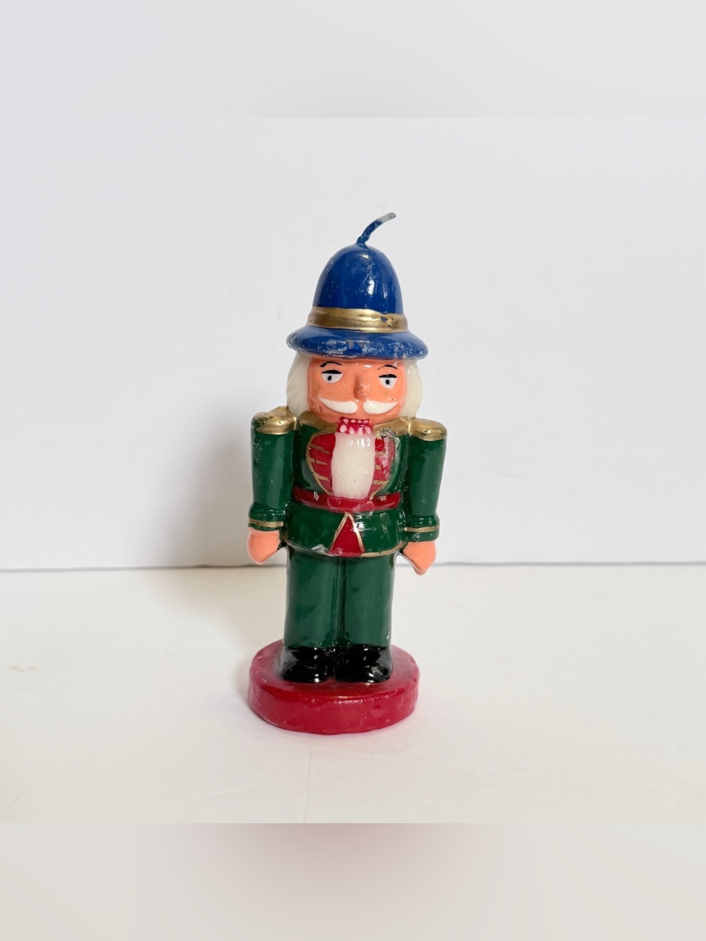 Vintage Toy Soldier Nutcracker Wax Candle — 6” Christmas Decor